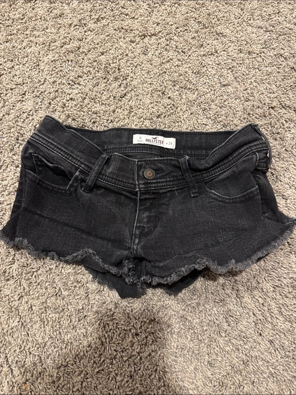 Hollister Washed Black Frayed Denim Shorts